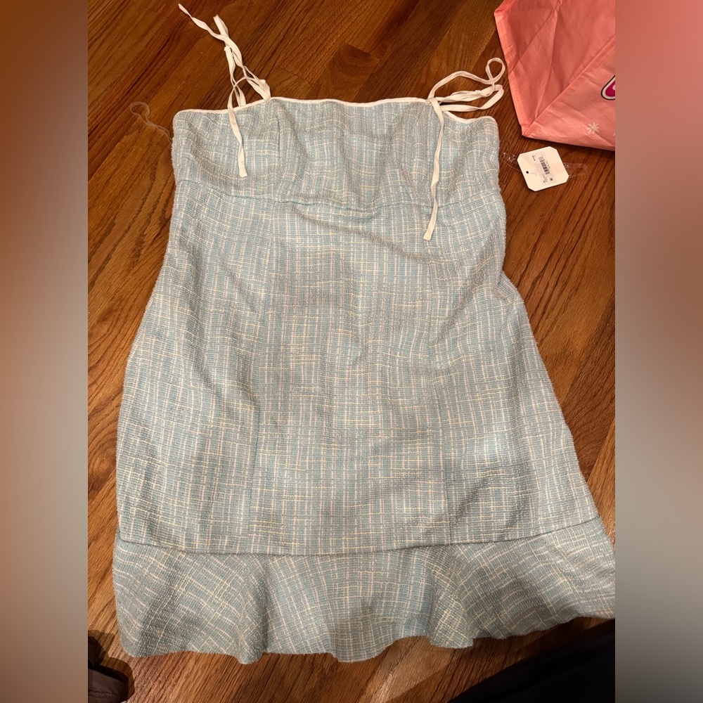 Altar'd State Light Blue Plaid Mini Skirt